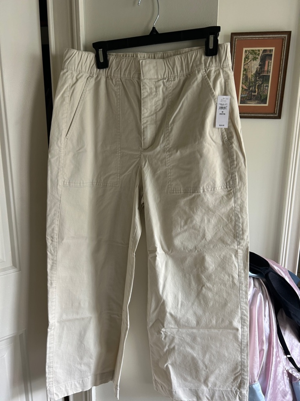 Petite Casual Cotton petite — Cream wide leg.
